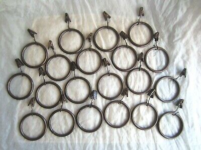 Curtain Rod Rings Clips Set Metal Lot of 20 Round Vintage Drapery Window 2.25"