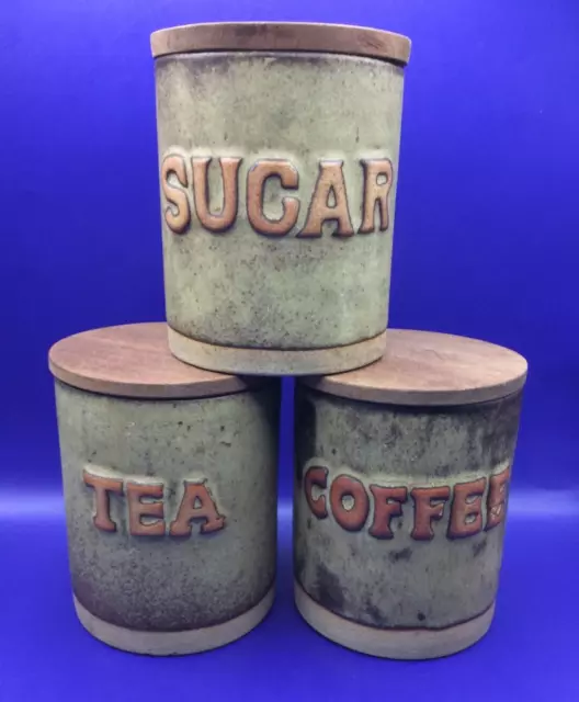 Tremar Cornish pottery Tea, Coffee & Sugar cannisters in excellent condition