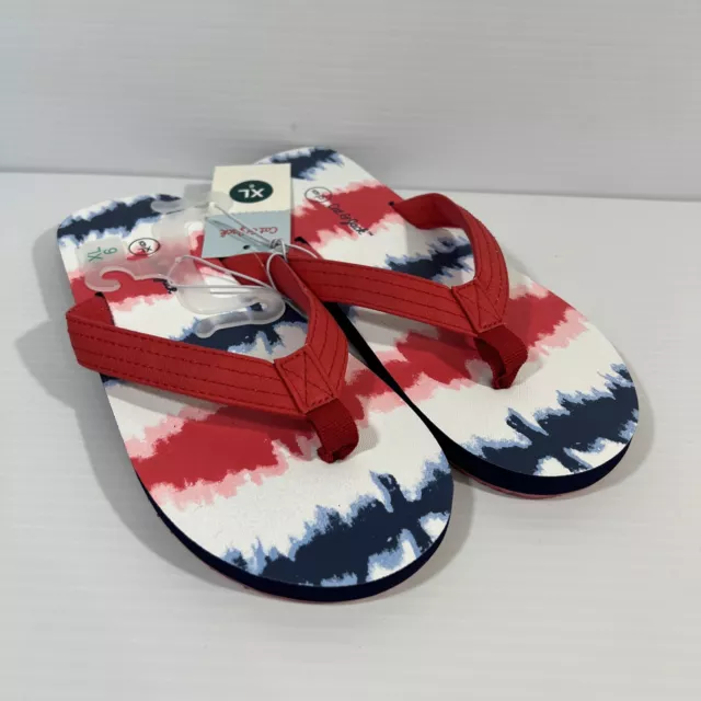 Cat & Jack Sandals Youth Size 6 XL Red White Blue Flip Flops New With Tag