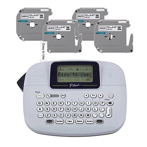 Brother PT-M95 P-Touch Label Maker Bundle 4 Label Tapes Included