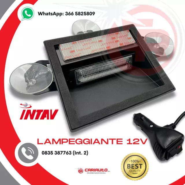 Lampeggiante Parabrezza Vetro Polizia Ambulanza Soccorso 6 Led Blu Ventosa 12V