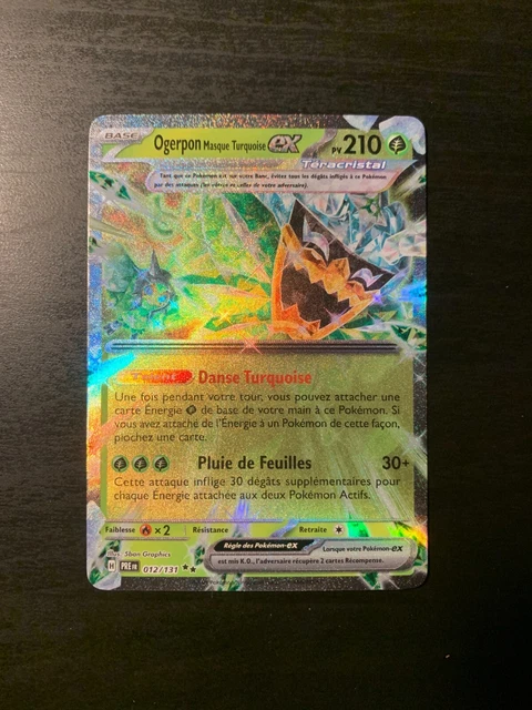 Ogerpon Masque Turquoise Ex SV166 Full Art – Coffret De 10 Cartes Pokémon Françaises, Éclat Et Puissance !