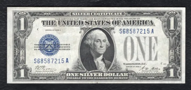 Fr 1601 1928-A $1 One Dollar “Funnyback” Silver Certificate About Uncirculated.