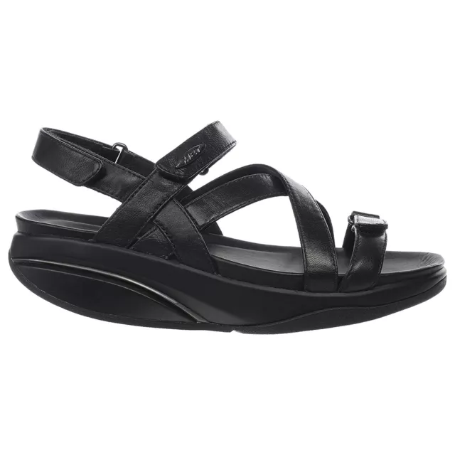 Mbt Kiburi Black Womens Leather Comfort Back-friendly Strappy Sandals