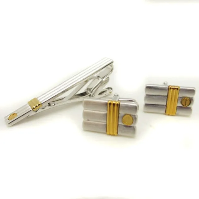 DUNHILL &D& LOGO Gold/Silver Cufflinks and Tie Pin Set $86.00 - PicClick