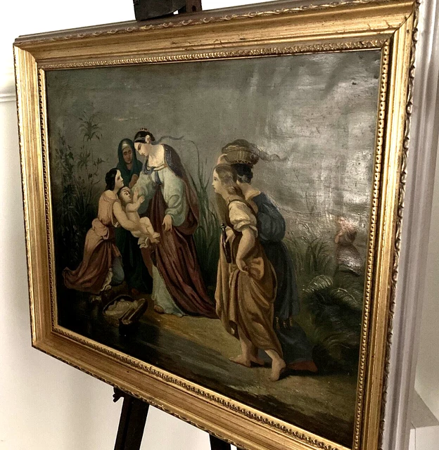 ANTIQUE PAINTING. OIL on Canvas. Religious Picture. (The Discovery of