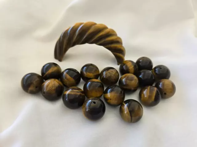 Antique,vintage,TIGER EYE AGATE,BEADS, AND LARGE HANDLE PIECE TOO!! GORGEOUS LOT