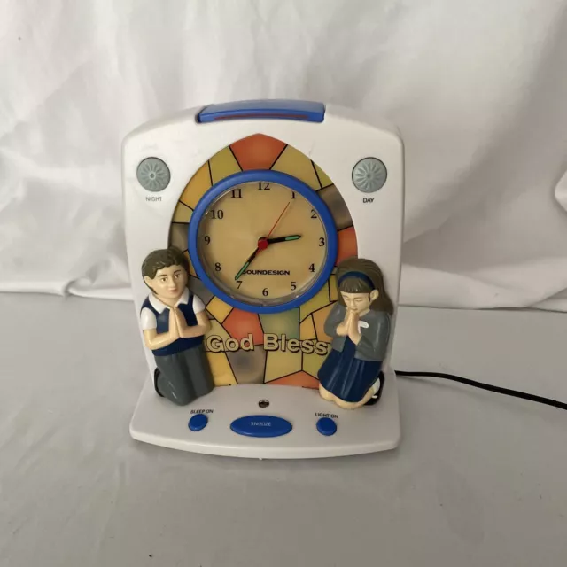 Vintage Soundesign Prayer Alarm Clock Praying Children Analog Face 8” #003