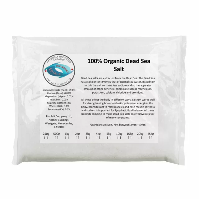 Pro Salt | 100% Organic Dead Sea Salt | Coarse Grade | table 2