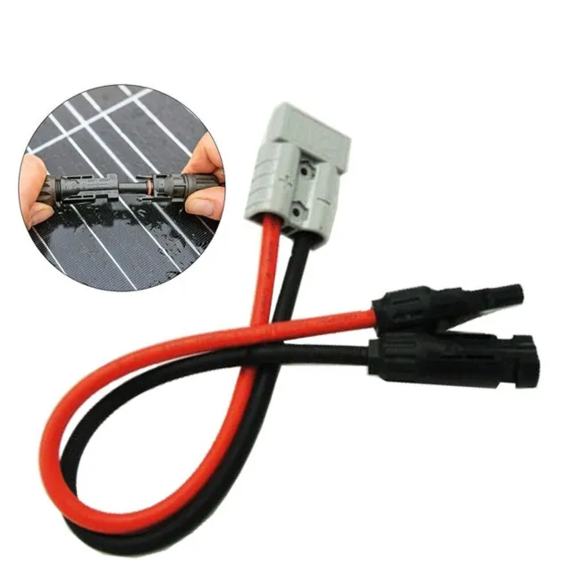 Connecteur adaptateur câble étanche 30 cm 4 mm2 pour panneaux solaires 50 amp