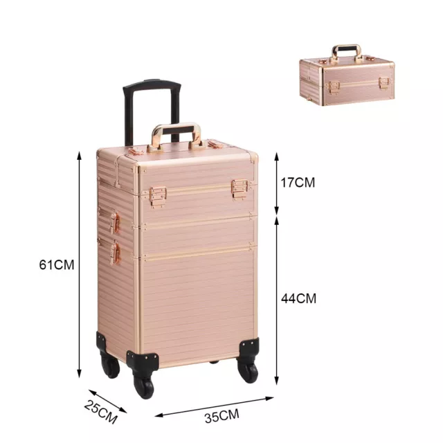 Beautify Make Up Trolley Beauty Cosmetic Travel Box Storage Organiser Rose Gold