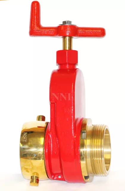 NNI 2-1/2" NST NH FIRE HYDRANT HOSE GATE VALVE Polished Brass Trim 2