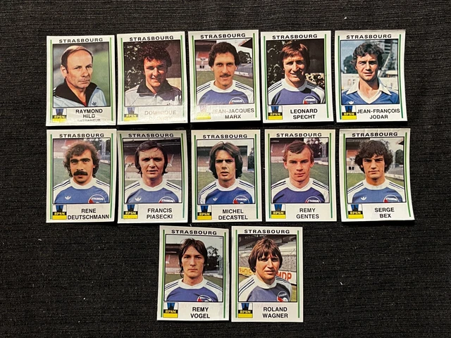 PLANCHE PANINI FOOTBALL 18 VIGNETTES RC STRASBOURG 1978 avec GRESS