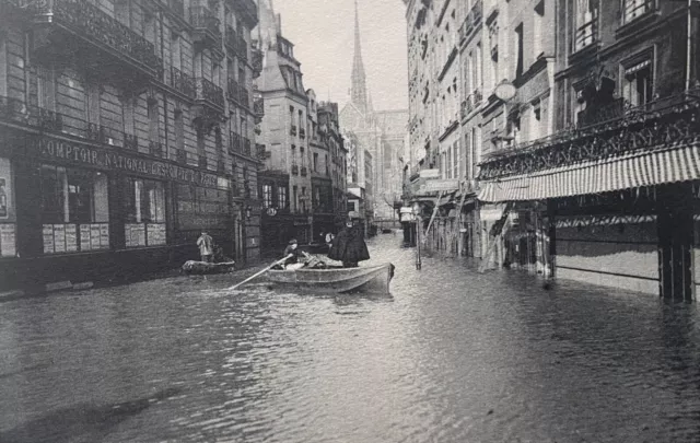 1910 Paris flood of rue du Haut-Pavé heliogravure France