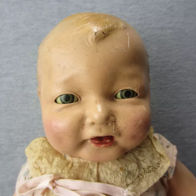 Antique Effanbee Bubbles Composition Doll Sleep Tin Eyes Molded Hair 22in READ