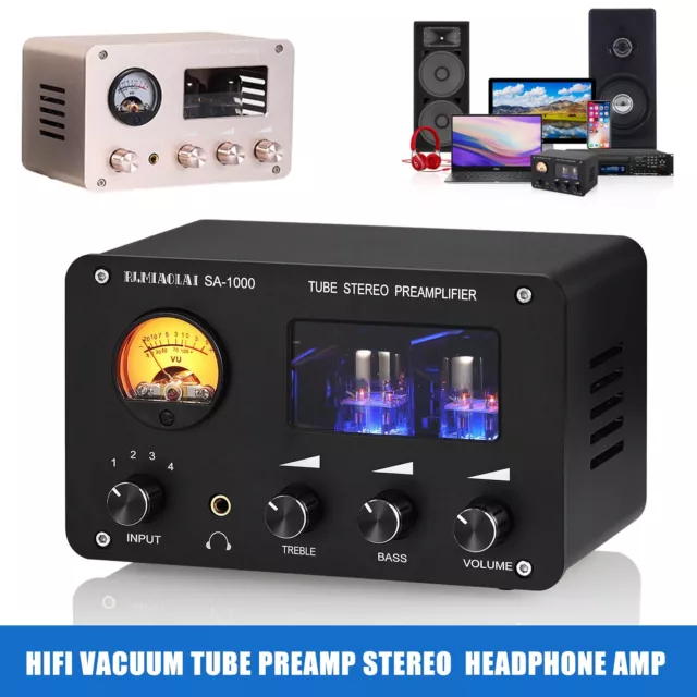 HiFi Vakuum Röhrenverstärker Mini Stereo 4-Wege Audio Umschaltbox Desktop Amp DE