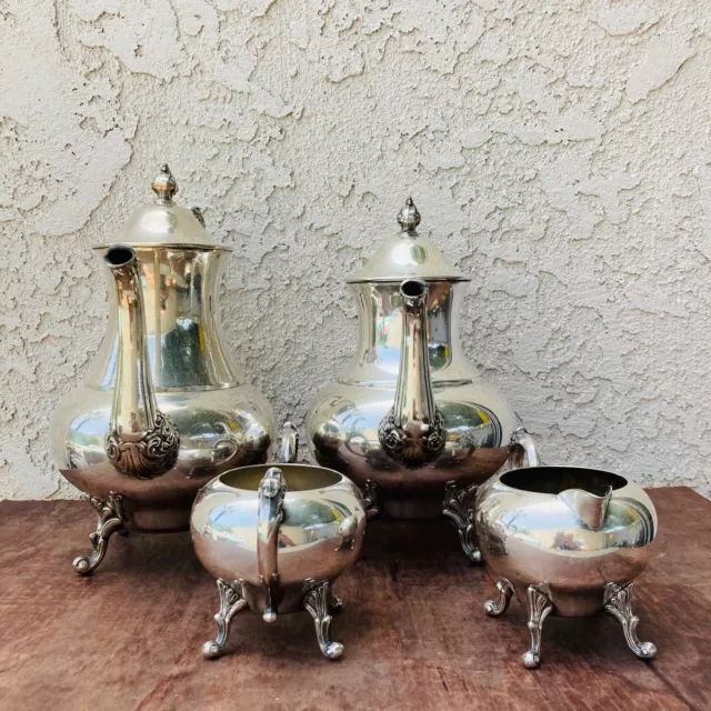 1920s Vintage 4 Piece Silver on Copper Tea or Coffee Set 2