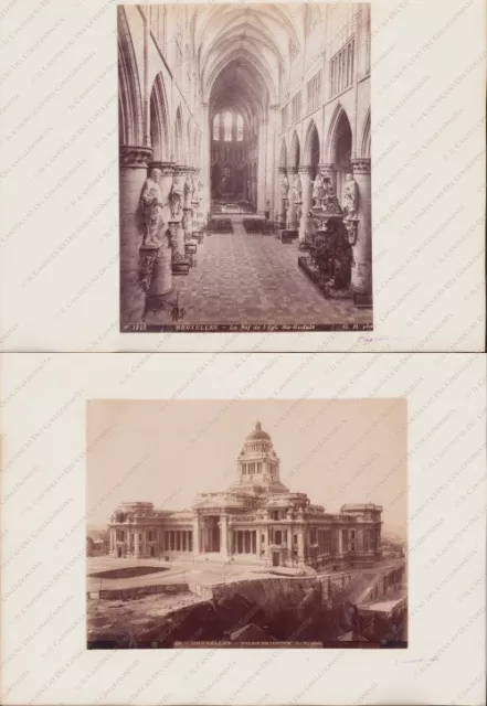 1890 BELGIUM Brussels Cathedral St. Michael Gudula Courthouse 2 Photo albumen