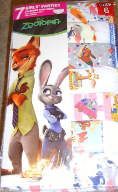 7 PACK OF panties Disney Zootopia NEW Girls size 4 or 6 animals