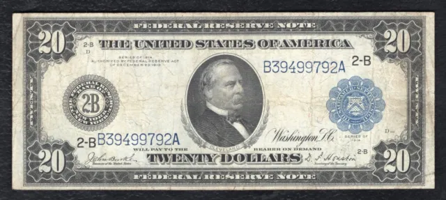 Fr. 970 1914 $20 Twenty Dollars Frn Federal Reserve Note New York, Ny Very Fine
