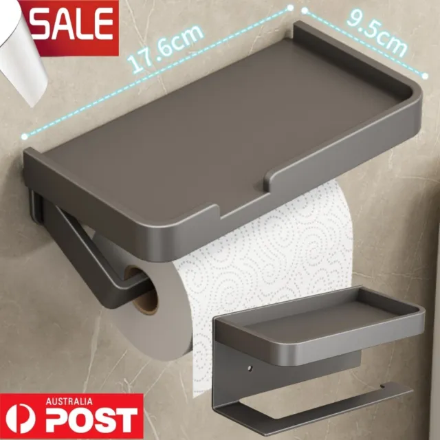 Bathroom Roll Tissue Rack with Phone Shelf Wall Mounted Toilet Paper Holder Rack