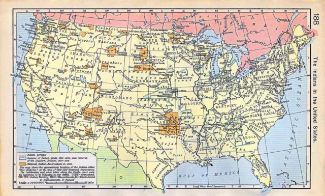 Historical Map Native Americans until 1911 The Indians in the US History Poster
