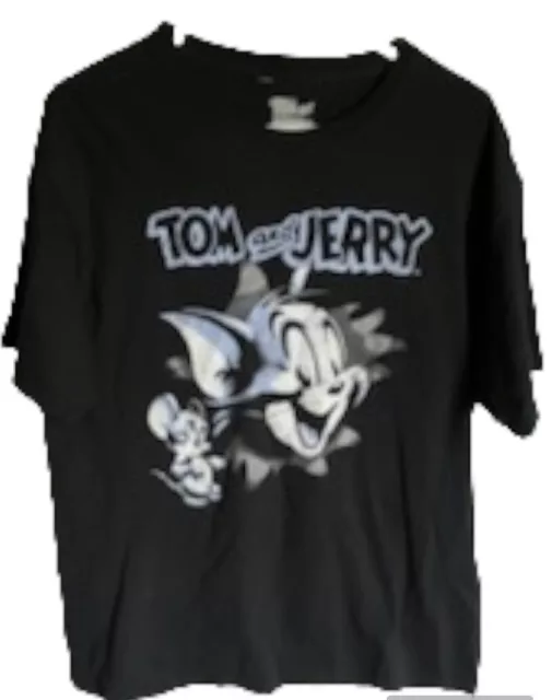 Men's Large Vintage Tom and Jerry Black T-shirt Hannah barbera