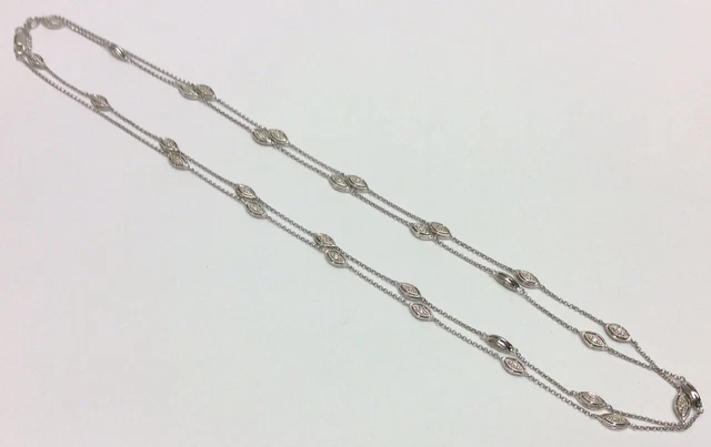 D.D. 14K Solid White Gold 18” Diamond By The Yard 2 Row Chain Necklace 11.6g D.D. 14K Solid White Gold 18” Diamond By The Yard 2 Row Chain Necklace 11.6g
