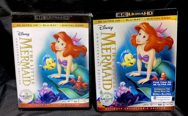 The Little Mermaid Ariel 4K Ultra HD/Blu-ray/Digital Code With Slipcover New
