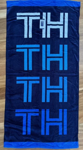NWT TOMMY HILFIGER Beach Towel Graphic Blue Large 100% Cotton BRAND NEW + Tags!