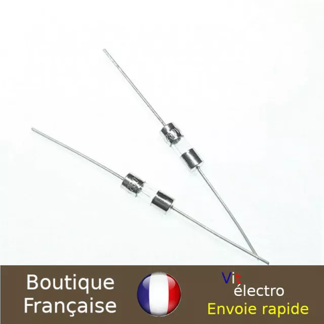x2 Fusibles verre 0.5A 3x10mm cartouche Action rapide broché 250V F057Z