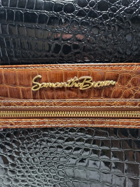 Samantha Brown and Black Faux Croco Embossed 22" Spinner Wheeled Upright Luggage 2