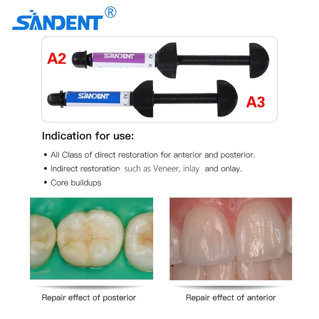 DENTAL MICRO HYBRID Light Cure Resin Composite Syringe A2 / A3 Shade