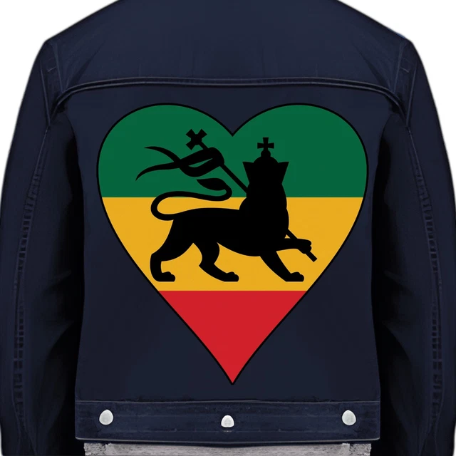 Large Roots Reggae Lion of Judah Iron On Back Patch Dub Rocksteady Jamaica Flag