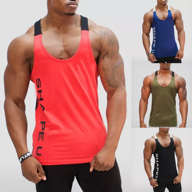 Top Bodybuilding Vest Muscle Shirt T-Shirt Da Palestra Senza Maniche. ♪