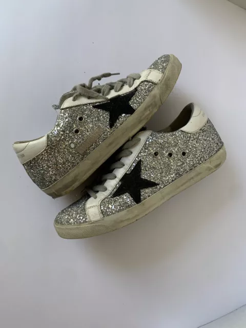 Golden Goose Ssense Leopard Glitter Silver Ice Star Low Top Lace Up Sneakers 9 2