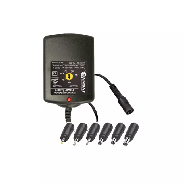 Sansai AC Multi Voltage Power Supply Adapter 1000mA 3v 4.5v 5v 6v 9v 12v DC 1A