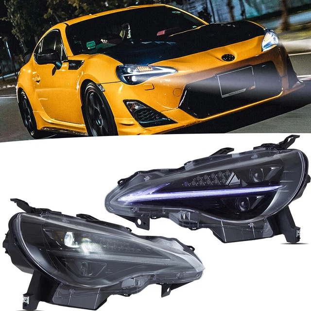 VLAND Pair LED Projector Headlights Blue DRL For 2012-2021 Toyota 86 Subaru BRZ