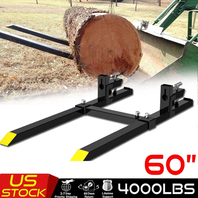 4000lb Steel Tractors Pallet Forks Clamp Skidsteer Loader Fork W/ Stabilizer Bar