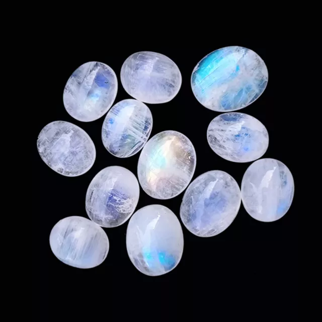 [Wholesale] Natural Flashy White Rainbow Moonstone Oval Shape Loose Gemstone