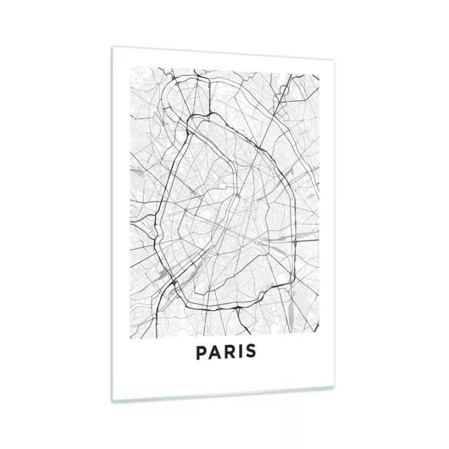 Quadro su Vetro 50x70cm Città mappa Parigi Stampe Immagini Quadri Moderni Murale