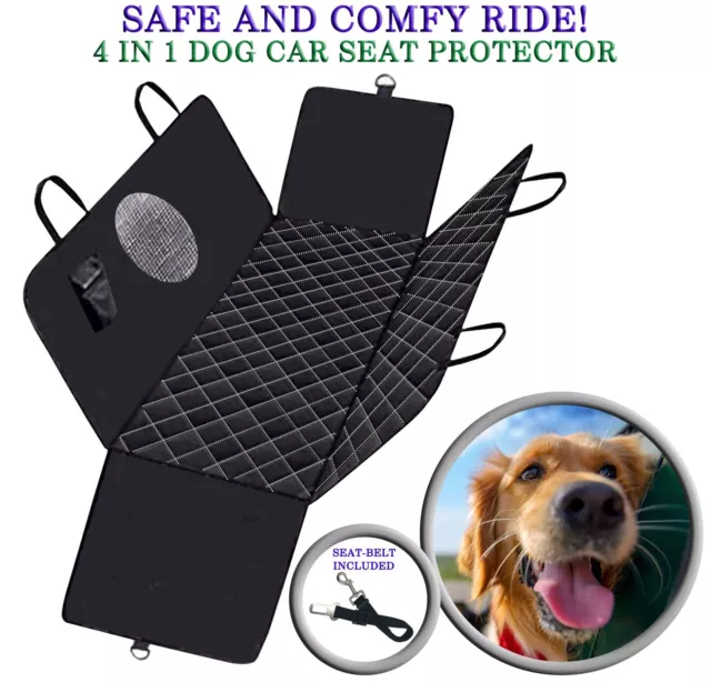 4 en 1 Cubierta de asiento de coche para perro cinturón de seguridad banco hamaca protector de botas impermeable