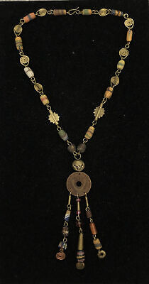 Vintage African Brass and Trade Bead Necklace Handmade