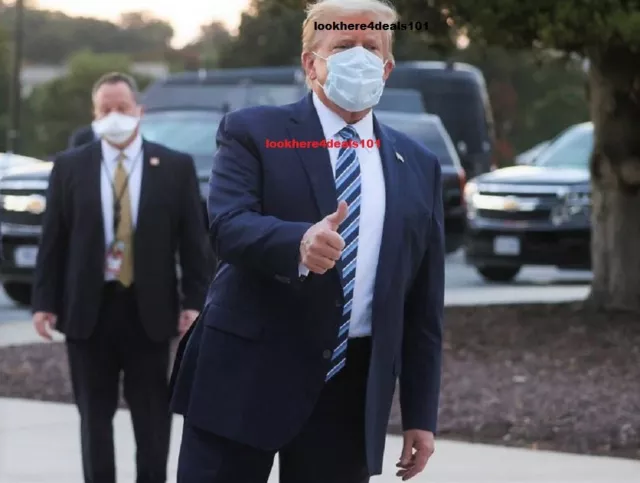 PRESIDENT DONALD TRUMP Photo 5x7 Walter Reed Leaving Thumbs Up Wearing Mask USA