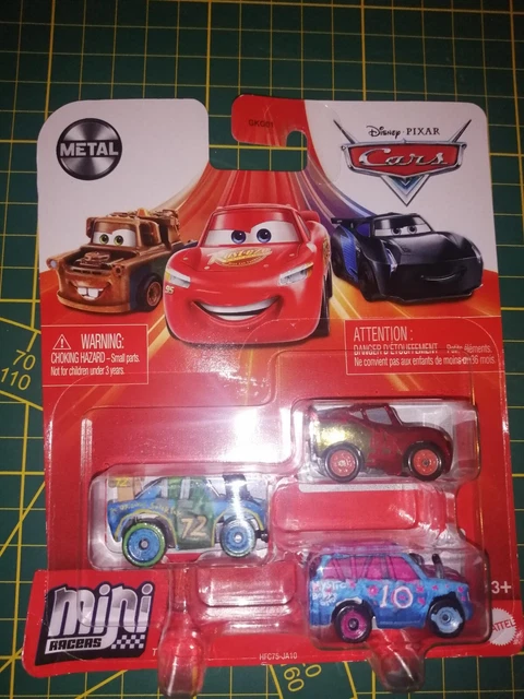 Lot de 3 mini voitures cars racer Disney Pixar Mattel en metal neuf en coffret
