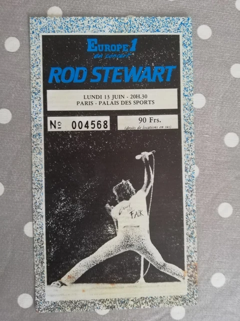 Rod Paris TICKET STUB BILLET concert France Rod Stewart Paris 13.06.1983 EUR 15 ...