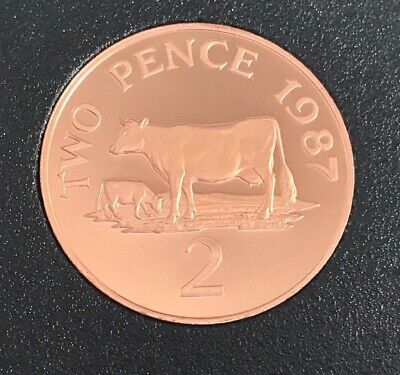 1987 Guernesey Preuve Deux 2 Pence Pièce de Monnaie Seulement 2500 Fabriqué
