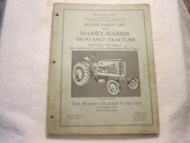 Massey-Harris Mustang Tractor Repair Parts Manual