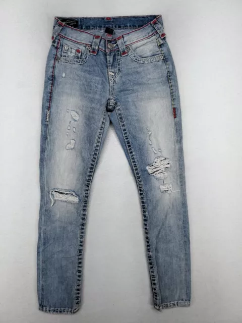 True Religion Pants Womens Sz 23 Audrey Slim Boyfriend Super T Jeans Distressed