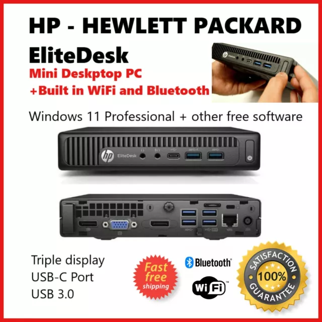 HP Micro Desktop Computer 800 G3 Elitedesk Mini Business PC, Intel Quad  Core i7-6700T,16GB DDR4 RAM 256GB SSD,WiFi Type-C Port, New Wired Keyboard